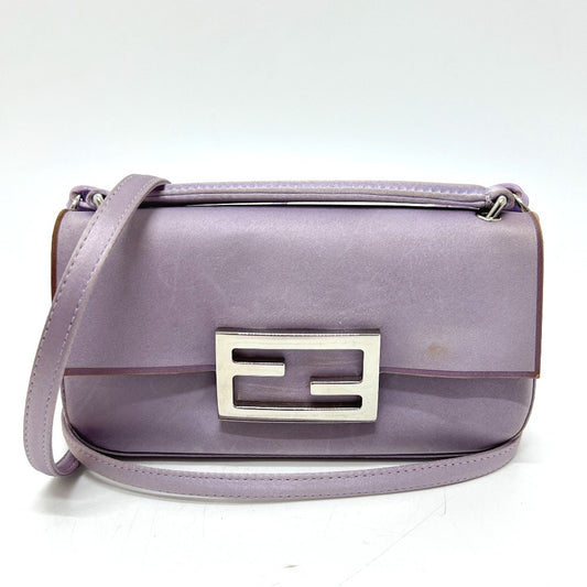 FENDI 7AS142 Baguette Smartphone Pouch, 2-Way Mini Bag, Shoulder Bag, Satin, Women's, Purple
