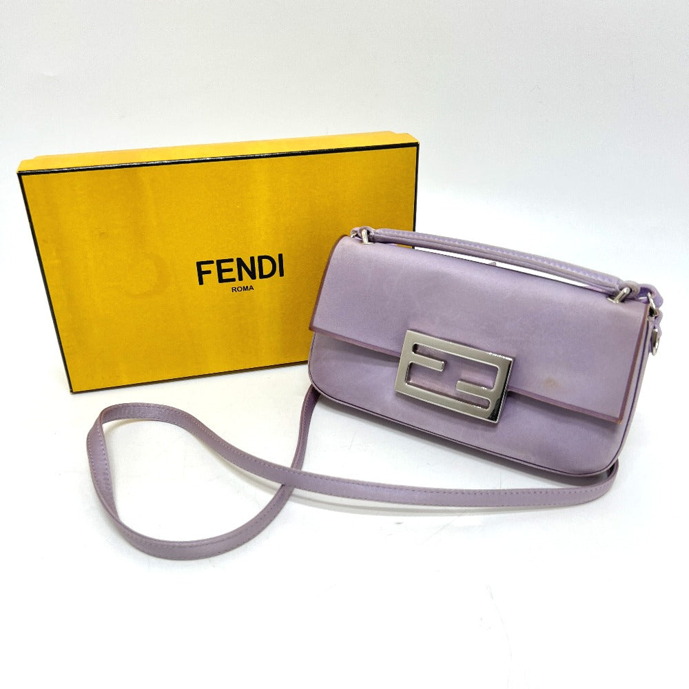 FENDI 7AS142 バゲット スマートフォンポーチ 2WAY ミニバッグ カバン バッグ ショルダーバッグ サテン レディース パープル