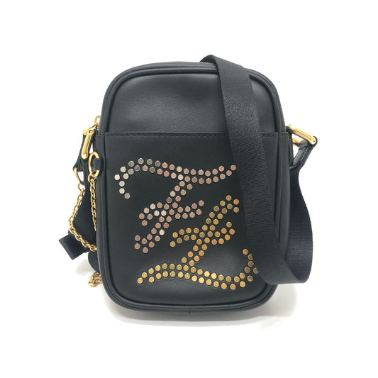 Fendi 7VA456 Kalligrafi Beg Bas Beg Beg Bego Beg Kulit Wanita Hitam