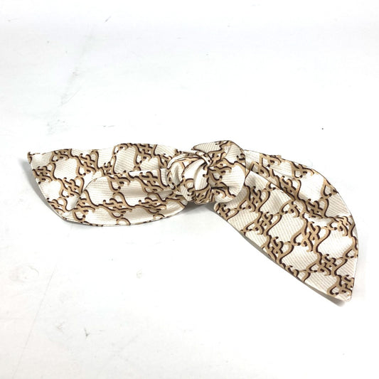 FENDI Logo Ribbon Hair Accessory Hairpin Barrette Silk Women's Beige