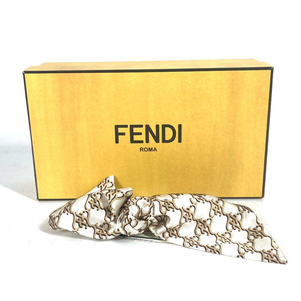 FENDI FXT114 Logo Ribbon Hair Clip, Hair Accessory, Silk Barrette, Women's, Beige