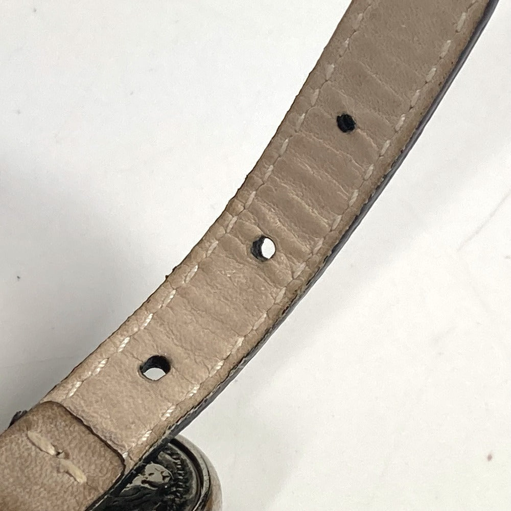 BVLGARI Icon Logo Charm Accessory Bangle Bracelet Leather Women's Black