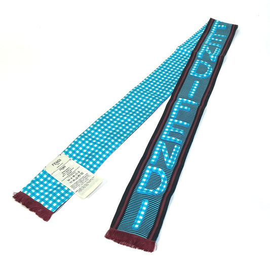 FENDI Wrappy Logo Bandeau Hair Accessory, Silk Scarf, Women's, Blue
