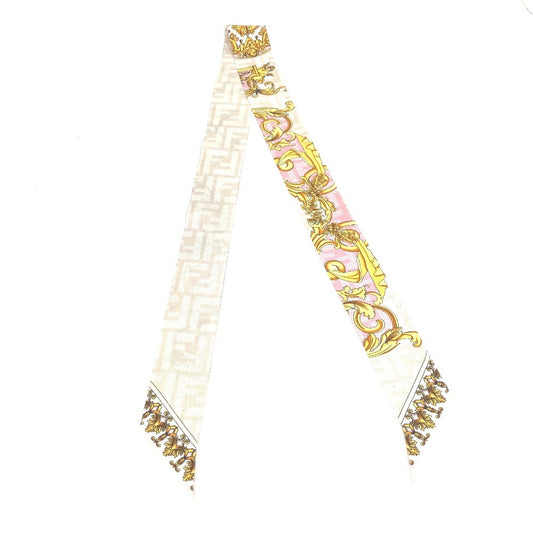 FENDI ヴェルサーチコラボ フェンダーチェ ラッピー FENDACE VERSACE バンドースカーフ スカーフ シルク レディース ピンク