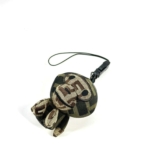 FENDI A BATHING APE アベイシングエイプ コラボ ズッカ マイロ ストラップ バッグチャーム キーホルダー チャーム キャンバス ユニセックス ブラウン - brandshop-reference