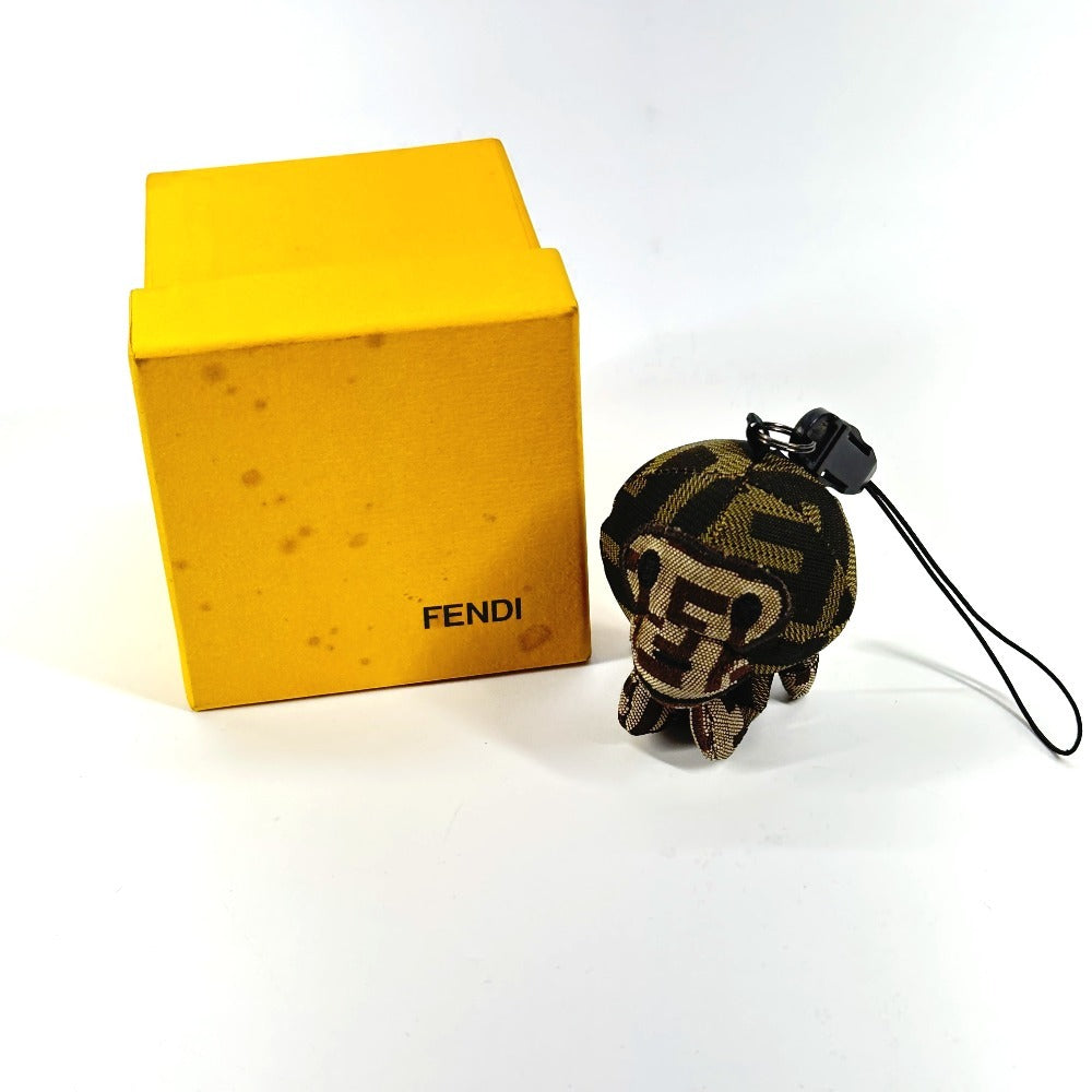 FENDI & A BATHING APE Collaboration Zucca Milo Strap Bag Charm/Keychain Charm Canvas Unisex Brown