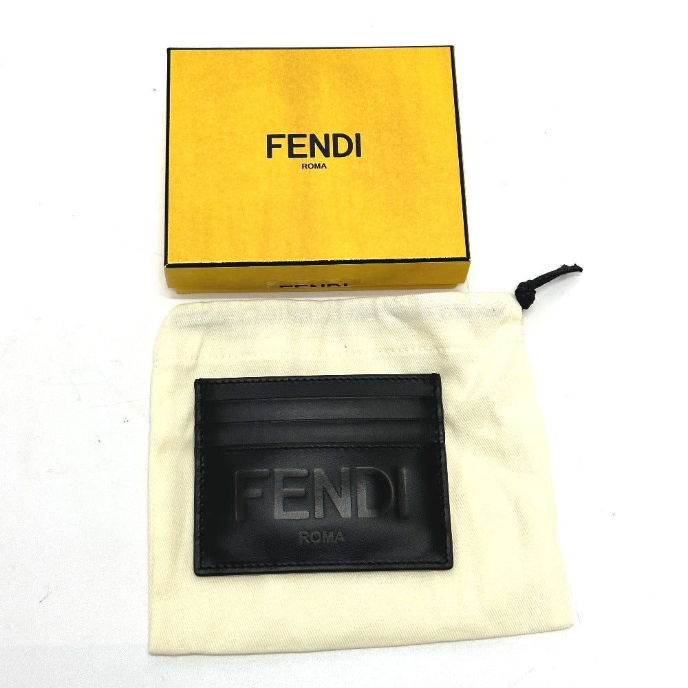 FENDI 7M0164 ロゴ 名刺入れ パスケース カードケース レザー メンズ ブラック