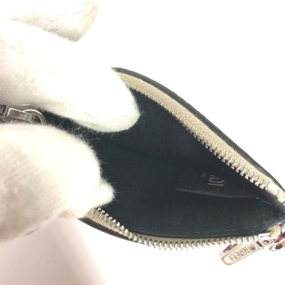 FENDI 7M0343 Two-Tone Logo Card Case/Coin Purse/Wallet/Fragment Case/Coin Case Leather Women's Beige