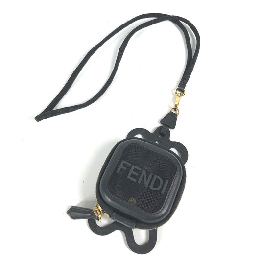 FENDI Mesh Strap with Logo Smartphone Pouch Case, Rubber, Men's, Black