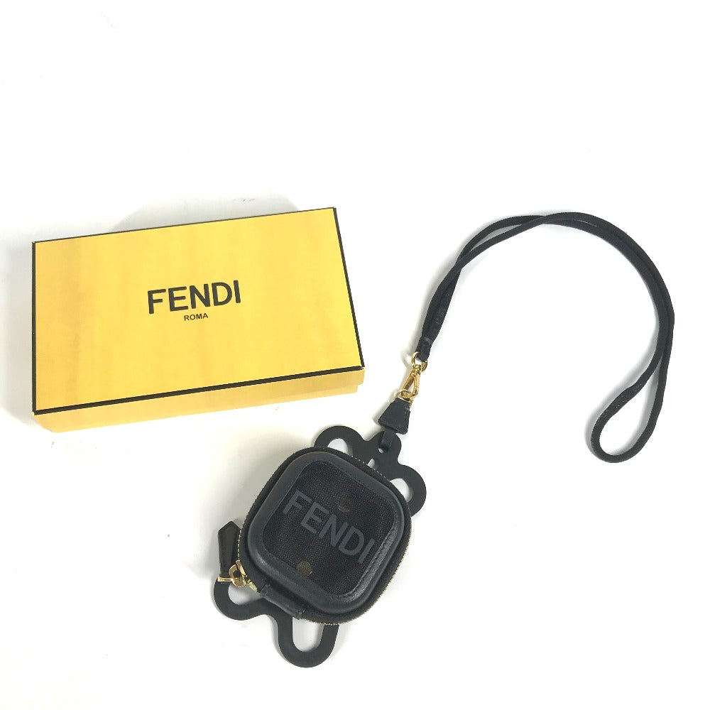 FENDI Mesh Strap with Logo Smartphone Pouch Case, Rubber, Men's, Black