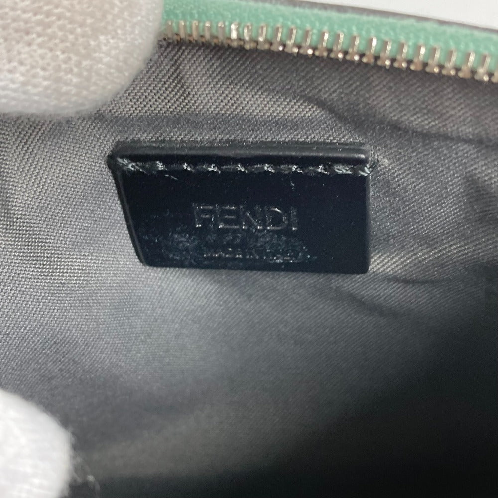 FENDI 8BS007 Coin Case Wallet Clutch Small Pouch Leather Women's Green