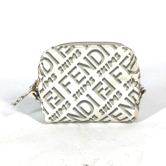 FENDI 8N0179 SKIMSコラボ スキムス ロゴ メイクポーチ 化粧ポーチ ポーチ ナイロン レディース ホワイト - brandshop-reference