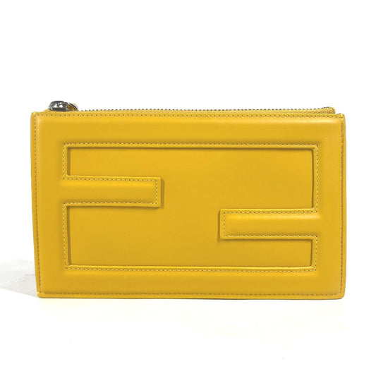 FENDI 7N0114 カバン ロゴ FFロゴ ポーチバケット ポーチ クラッチバッグ レザー レディース イエロー - brandshop-reference