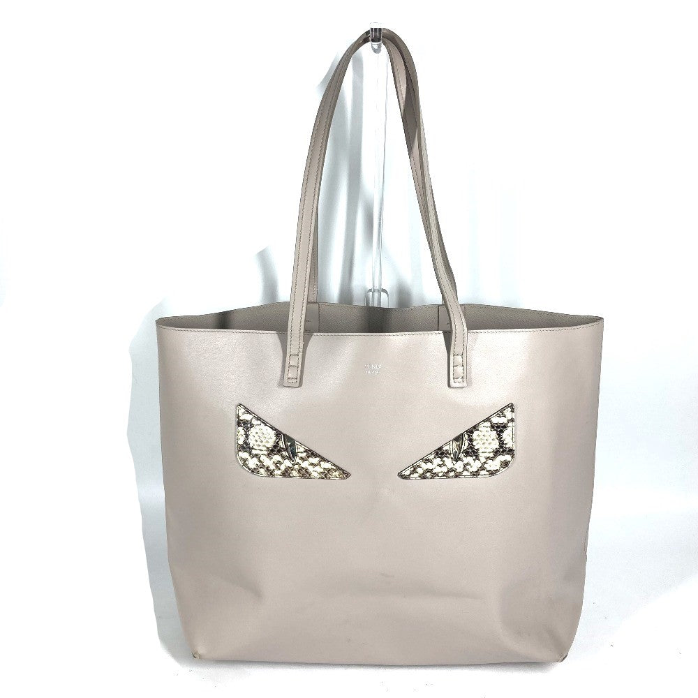FENDI モンスター ショルダーバッグ カバン 肩掛け トートバッグ レザー ユニセックス グレージュ系 - brandshop-reference