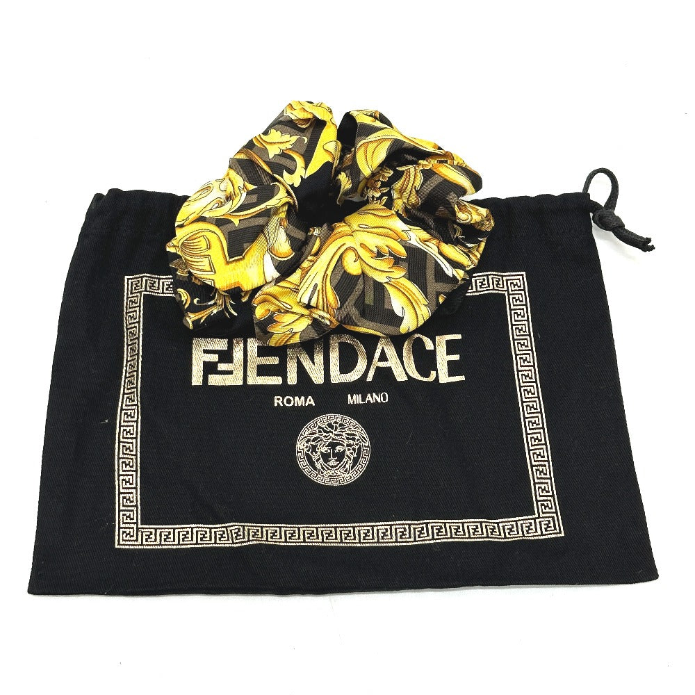 FENDI Versace collaboration Versace Fendace FENDACE hair accessory hair tie Zucca scrunchie silk women's black