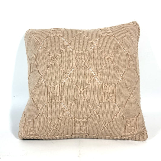 FENDI knit logo Zucca pillow, interior cushion, knit, women's, beige
