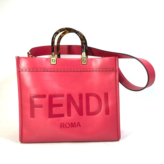 FENDI 8BH386 Sunshine Shopper Shoulder Bag, 2-Way Tote Bag, Leather, Women's, Pink