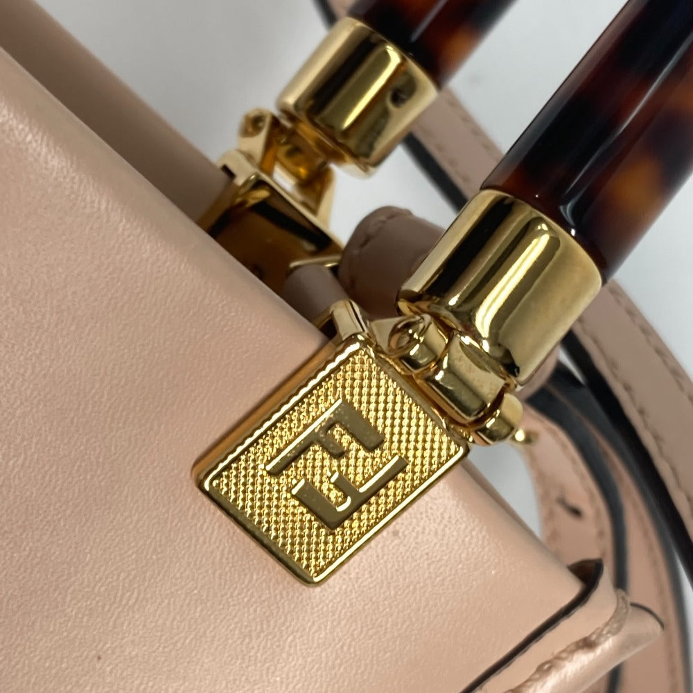 FENDI 8BS051 Sunshine Shopper Small Shoulder Bag, Crossbody Bag, 2-Way Handbag, Leather, Women's, Beige