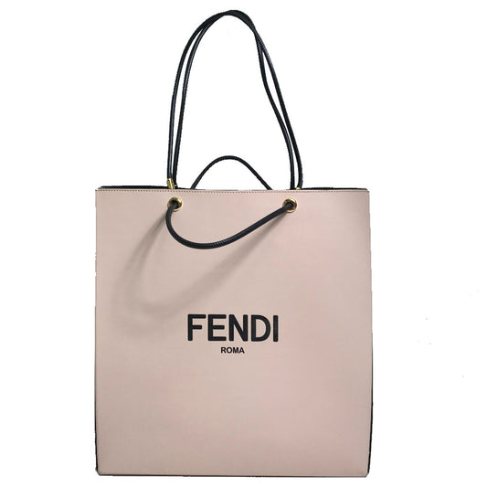 FENDI 8BH383 Shoulder Bag, Shopping Bag, Medium Tote Bag, Leather, Women's, Pink Beige, Light Pink