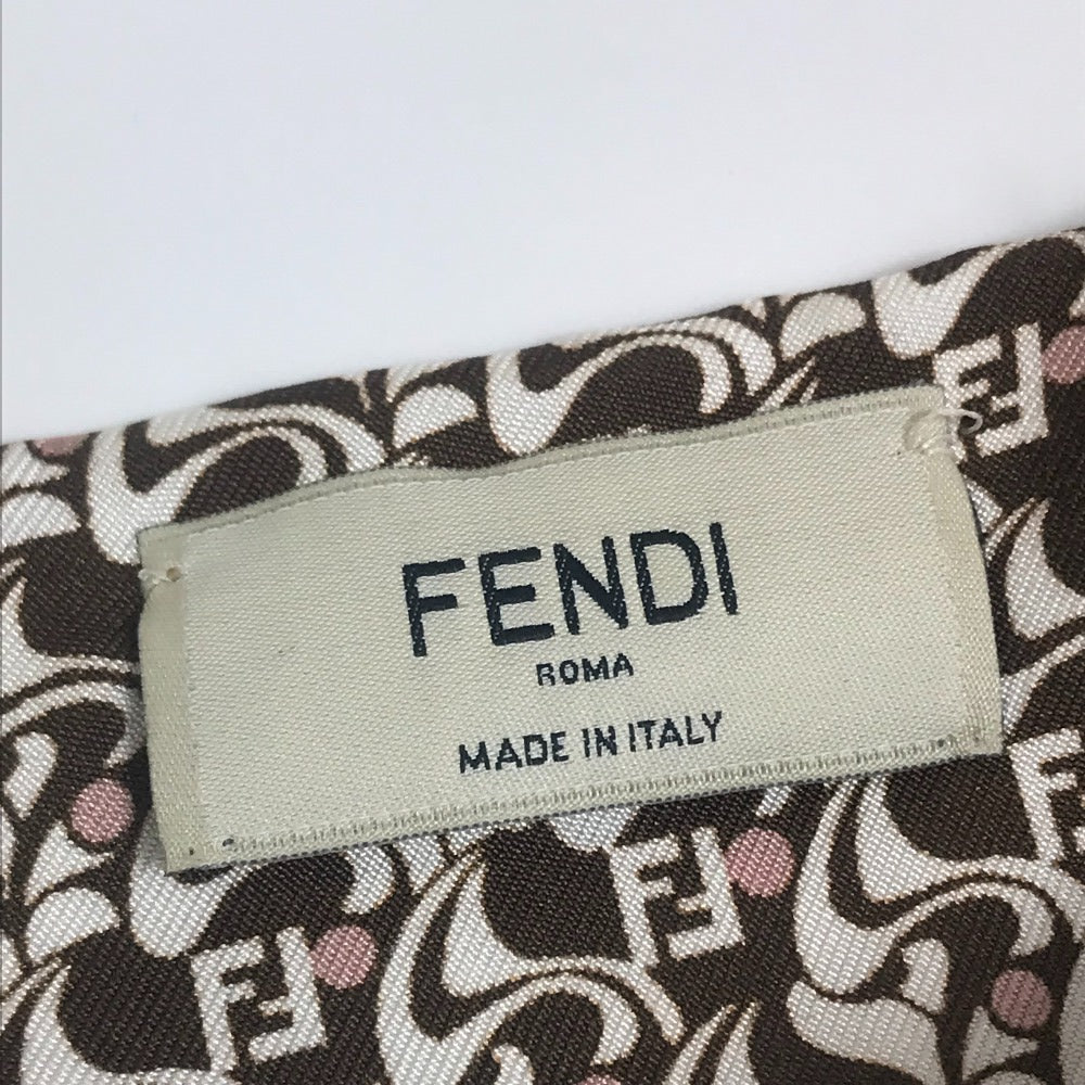 FENDI シルク ロゴ 髪留め ヘアクリップ ヘアアクセサリー ファッション小物 バレッタ シルク レディース ブラウン×ホワイト