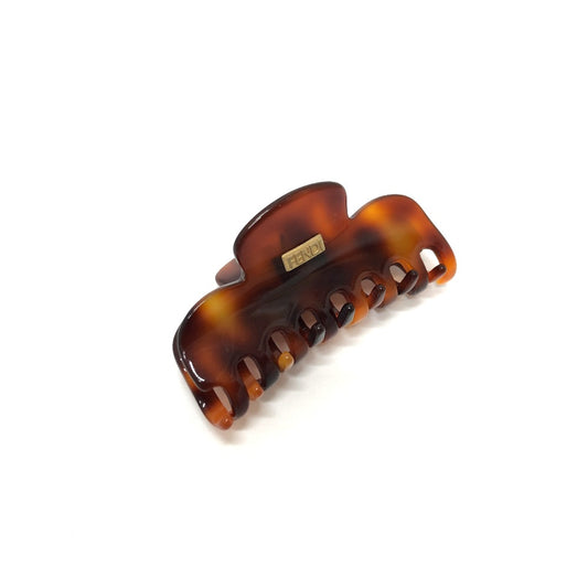 FENDI logo hair clip, tortoiseshell-style plastic hairpin, brown, for women