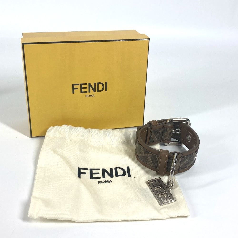 FENDI 8AC016 ズッカ ドッグカラー ペット わんちゃん 犬 猫 キャット ペットカラー 首輪 レザー ユニセックス ブラウン - brandshop-reference