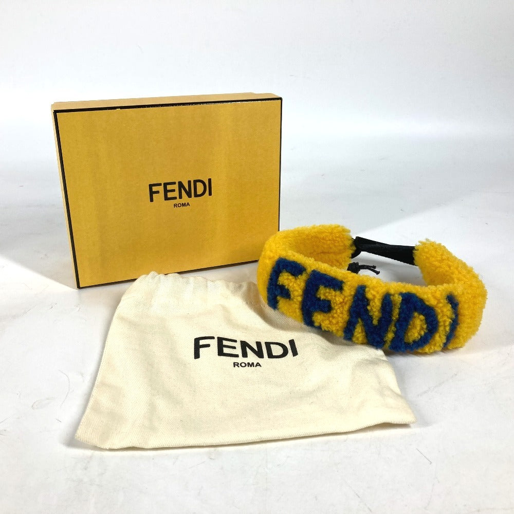 FENDI Eyewear Sunglasses Logo Eyeglass Strap Glasses Cord Boa Strap Fur Unisex Yellow