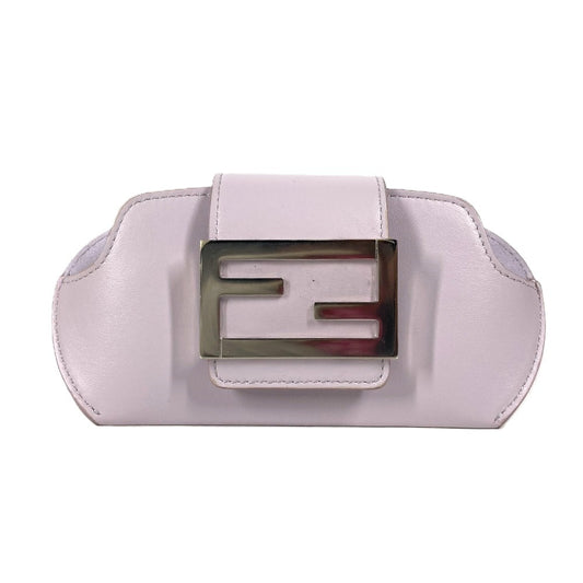 FENDI 7AS069 Eyewear Sunglasses Case with FF Logo and Chain, Leather Pouch, Light Purple, Women's