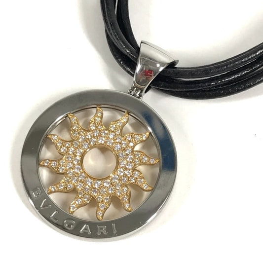 BVLGARI K18 金 18K トンドサン ダイヤモンド 5連チョーカー 5連 レザー 革 アクセサリー ジュエリー ネックレス Au750 ユニセックス シルバー