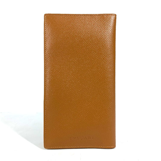 BVLGARI Logo Bifold Long Wallet Leather Men's Brown