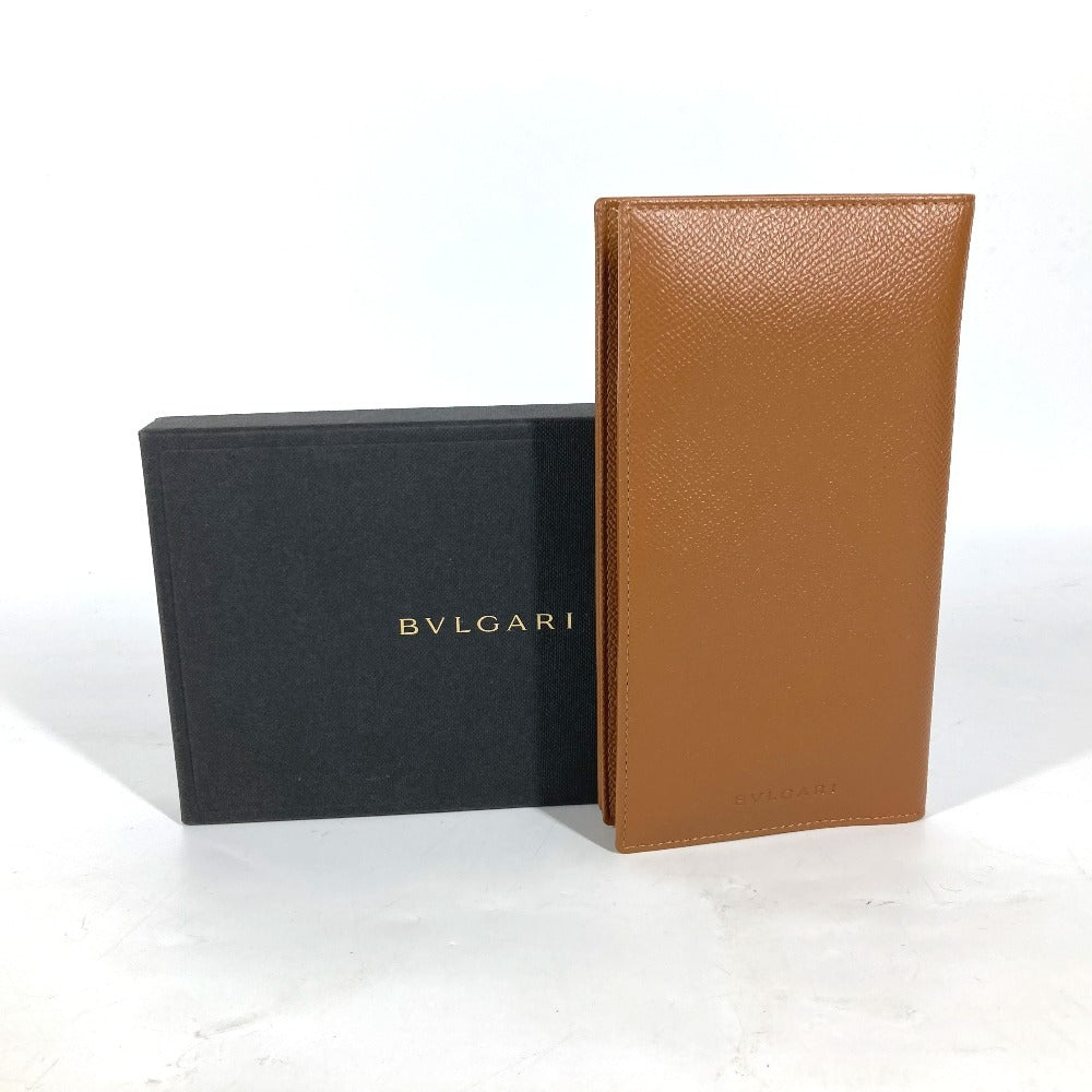 BVLGARI ロゴ 2つ折り札入れ ロングウォレット 長財布 レザー メンズ ブラウン - brandshop-reference