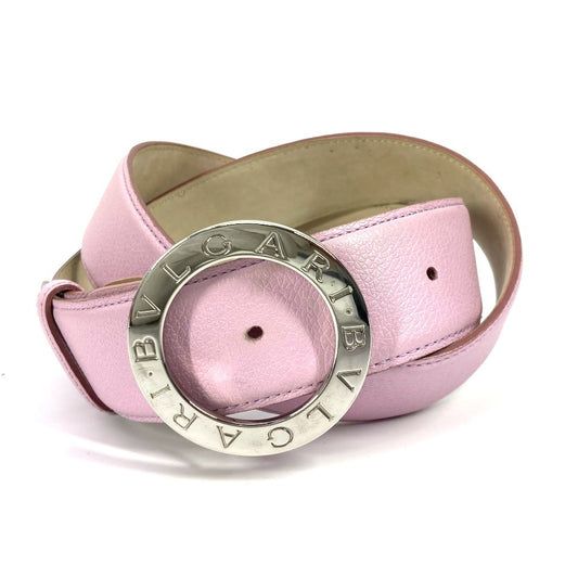 BVLGARI BVLGARI logo accessory buckle belt, leather belt for women, pink