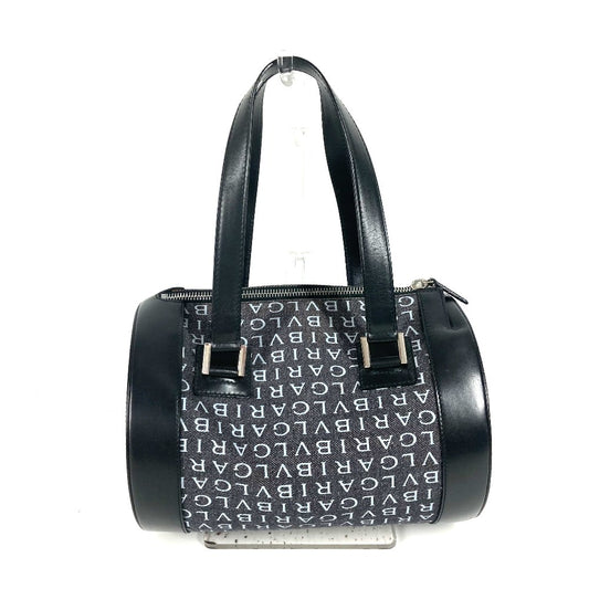 BVLGARI ビーゼロワン B-ZERO1 ロゴマニア ドラム 筒型 カバン 肩掛け ショルダーバッグ ハンドバッグ デニム レディース ブラック - brandshop-reference