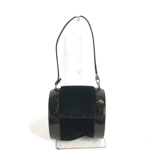 BVLGARI B-ZERO1 Logomania Drum Cylindrical Shoulder Bag/Handbag in Black Suede for Women