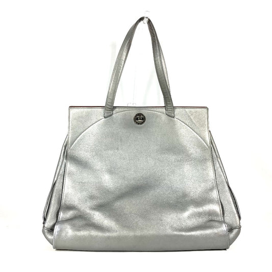 BVLGARI shoulder bag, logo turnlock, leather, unisex, silver