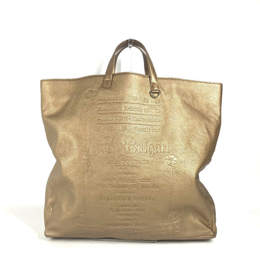 BVLGARI logo S.Bulgari handbag, vertical tote bag, leather, unisex, gold