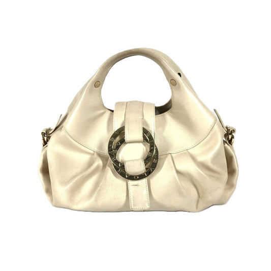 BVLGARI Chandra logo handbag, leather, women's, beige