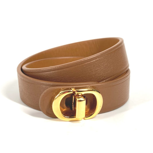 Dior CD Logo Double Gelang Aksesori Gelang Kulit Wanita Coklat