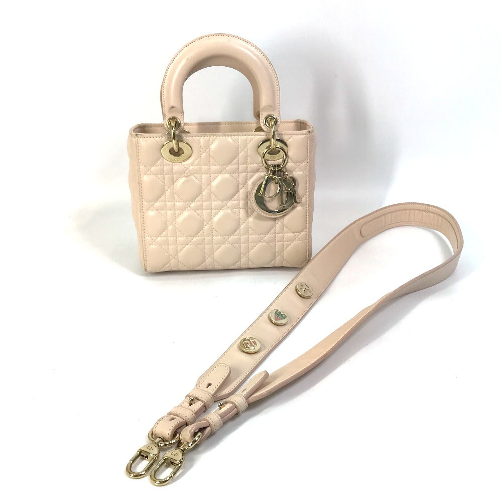 Dior ショルダーバッグ 斜め掛け カバン レディディオール Ladydior ミニ 2WAYバッグ ハンドバッグ レザー レディース ピンクベージュ ベージュ