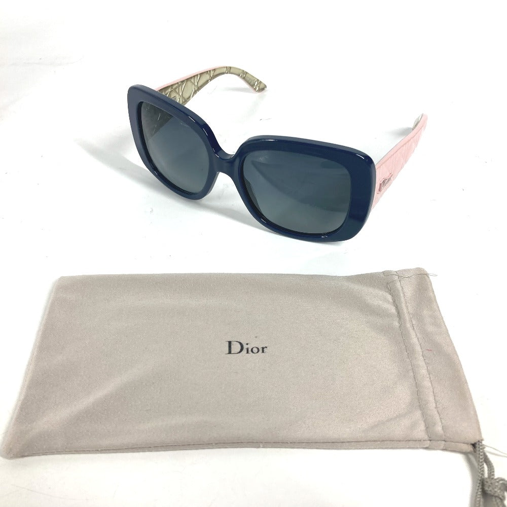 Dior NQHHD Lady Dior Cannage Logo Two-Tone Eyeglasses Eyewear Sunglasses Plastic Women's Navy