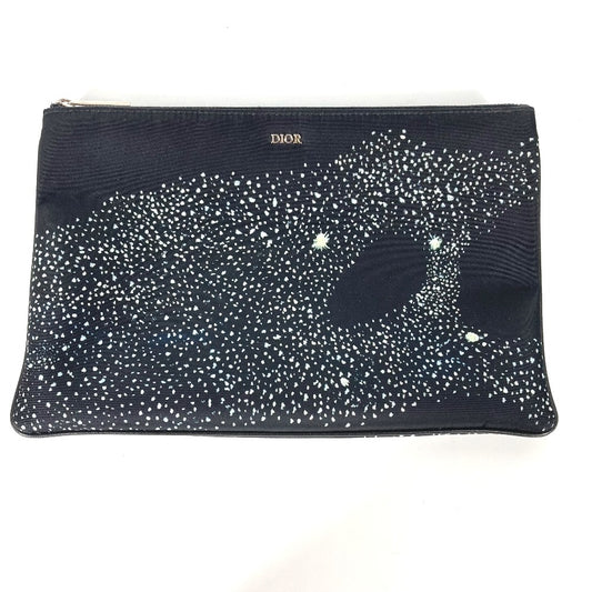 Dior Peter Doig logo pouch clutch bag in nylon, black.