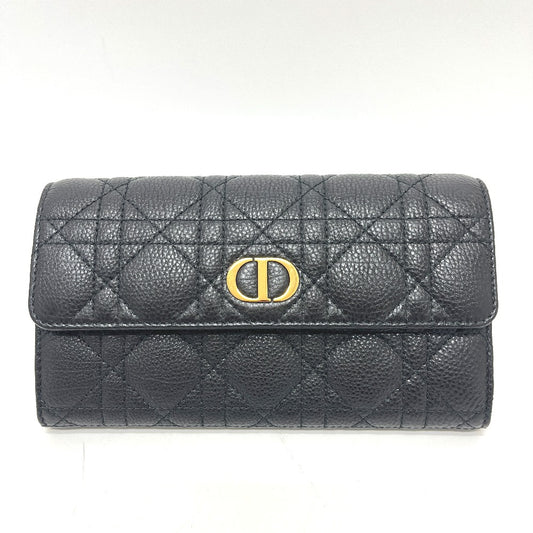 Dior S5039UWC レディディオール カナージュ カロ 財布 ウォレット 長財布 カーフスキン レディース ブラック