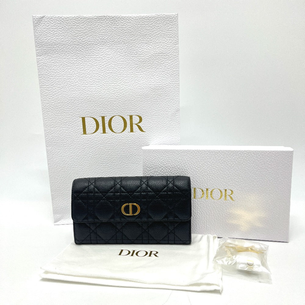 Dior S5039UWC レディディオール カナージュ カロ 財布 ウォレット 長財布 カーフスキン レディース ブラック