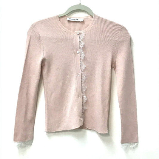 Dior レース ニット アウター 上着 長袖 アパレル トップス カーディガン カシミヤ レディース ピンク - brandshop-reference