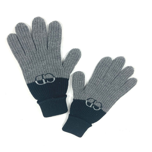 Dior 213MG01AT481 バイカラー CDロゴ グローブ アクセサリー 手袋 ウール メンズ グレー - brandshop-reference