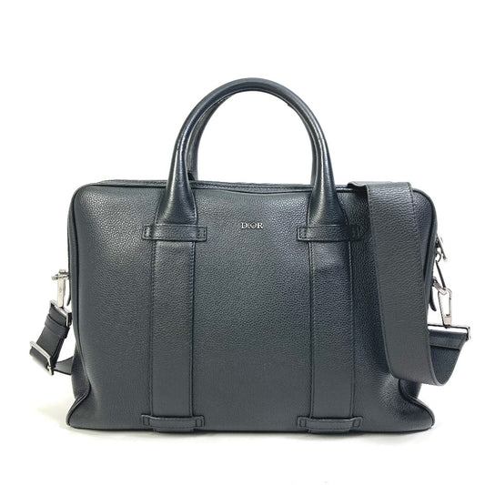 DIOR HOMME ハンドバッグ ロゴ 内側トロッター オブリーク カバン 2WAYショルダーバッグ ビジネスバッグ レザー メンズ ブラック