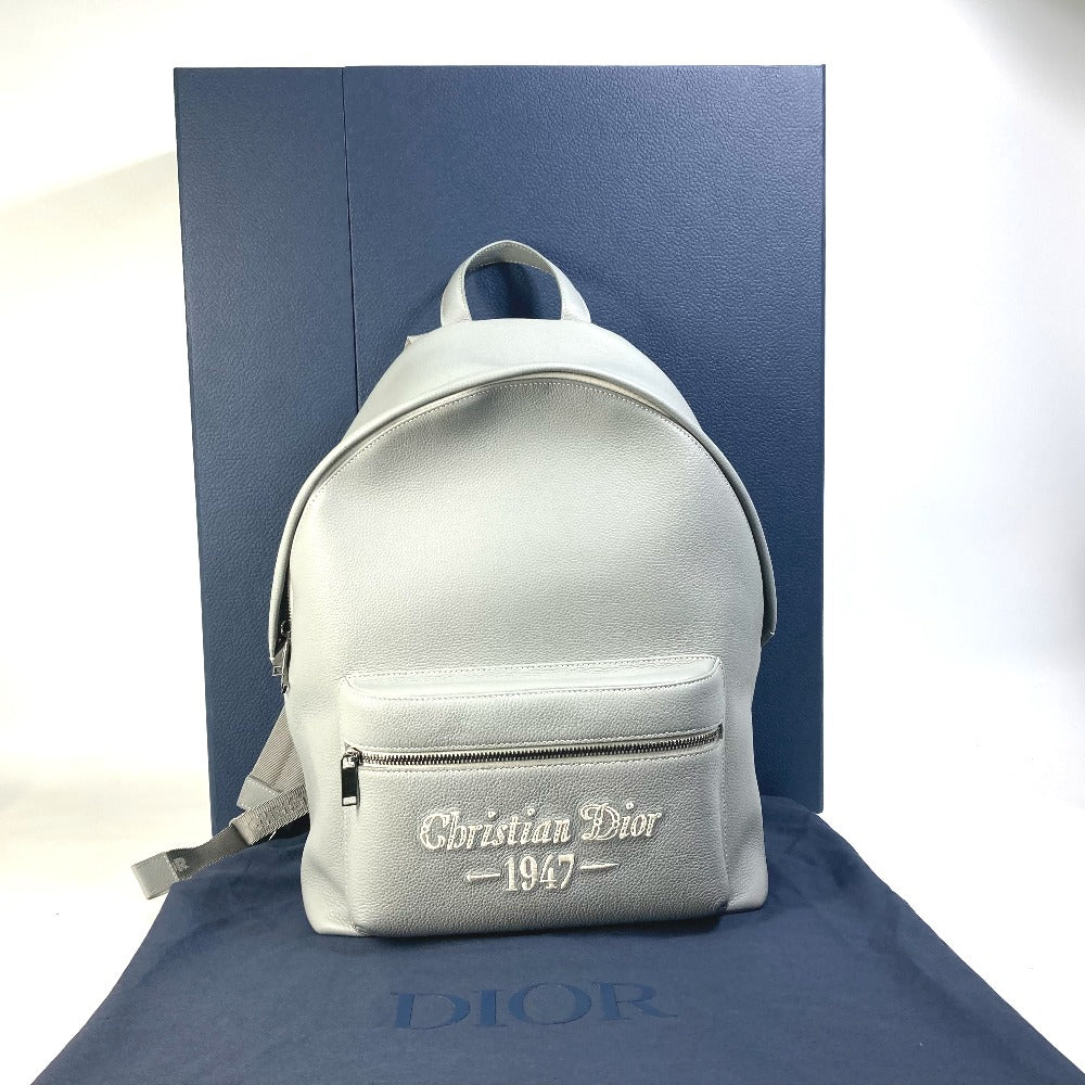 Dior 1ESBA088NFS Rider 1947 Logo Backpack, Calfskin, Men's, Gray