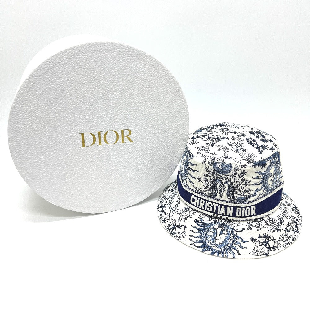 Dior 42TFS923X131 D-BOBBY Logo Embroidered Jacquard Canvas Hat, Women's, White