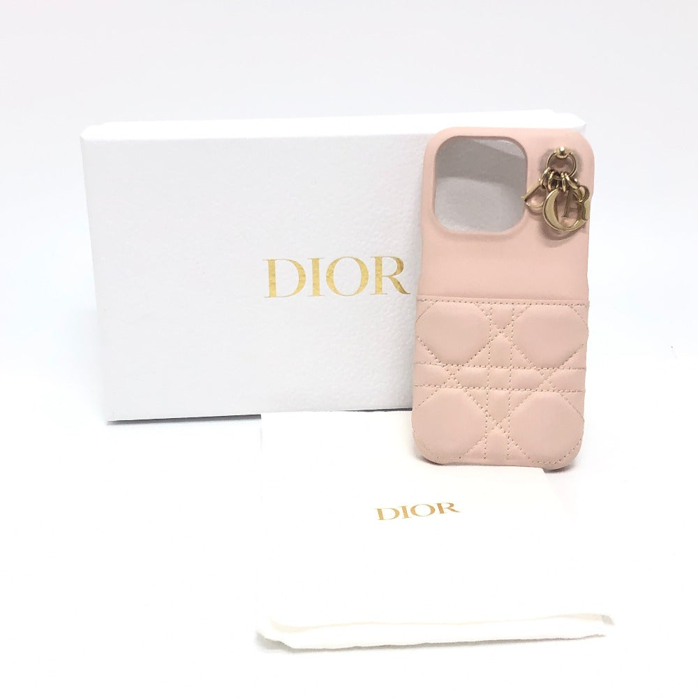 Dior レディディオール カナージュ 15pro ケース アイフォンケース 15proケース iPhoneケース ラムスキン レディース ピンク - brandshop-reference