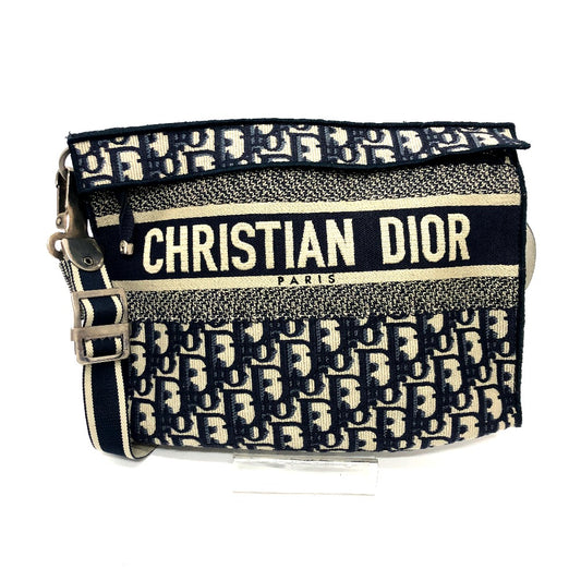 Dior Oblique Flat Bag, Crossbody Bag, Shoulder Bag, Jacquard, Women's, Navy